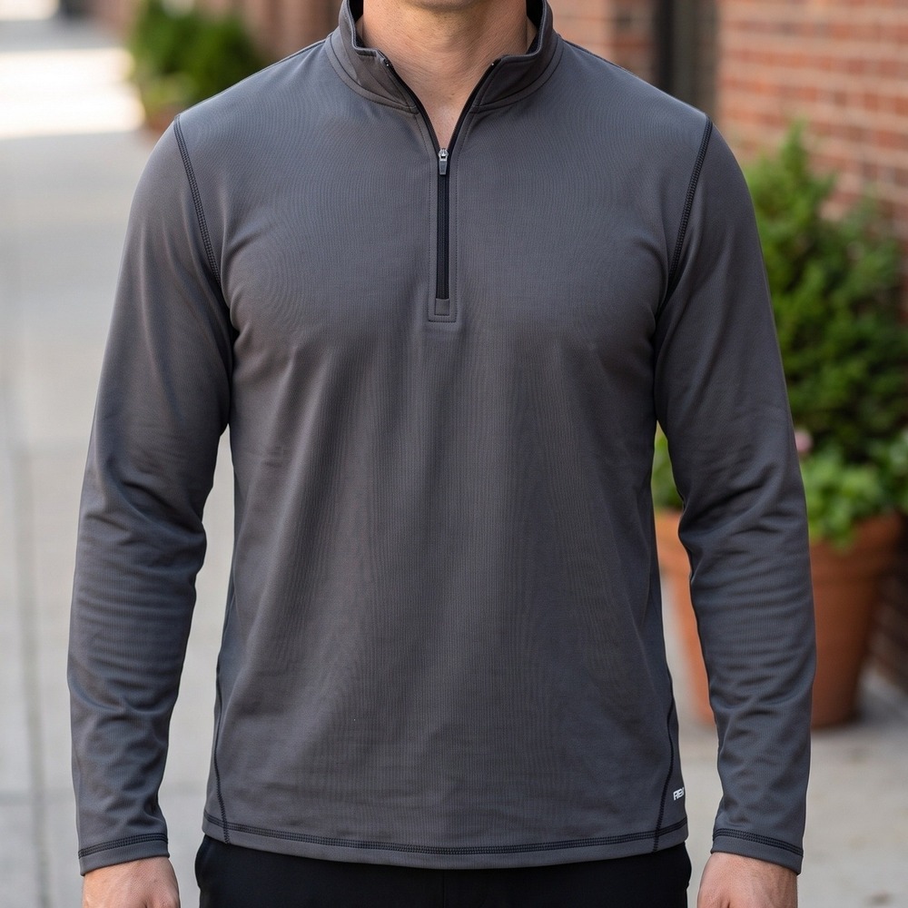 Champion Duo Dry Mens Quarter Zip Pullover Charcoal Grey Activewear Top XL